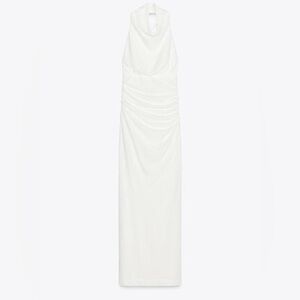 Elegant White LONG OPEN BACK HALTER DRESS